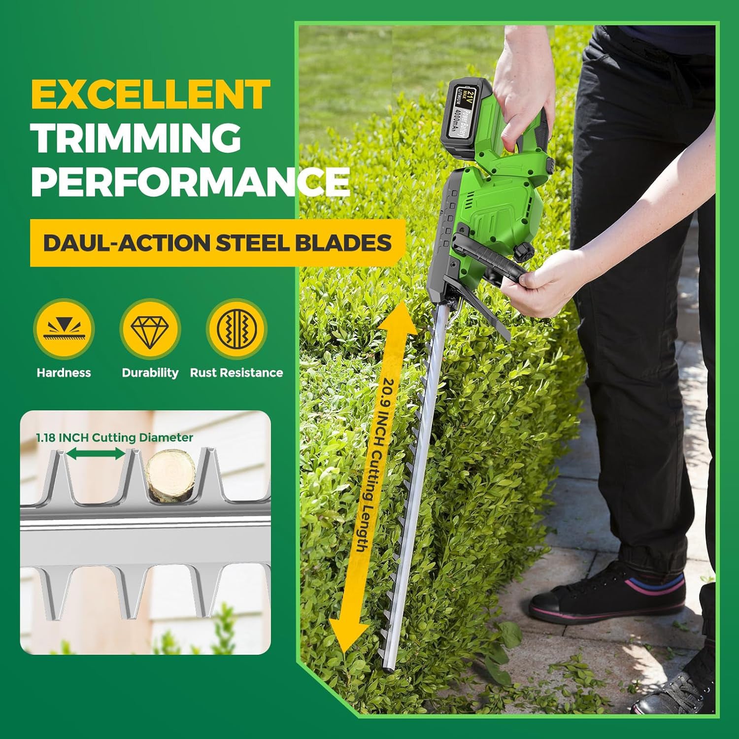 SUPSCEPTER Cordless Hedge Trimmer – HT-007 — product view 4