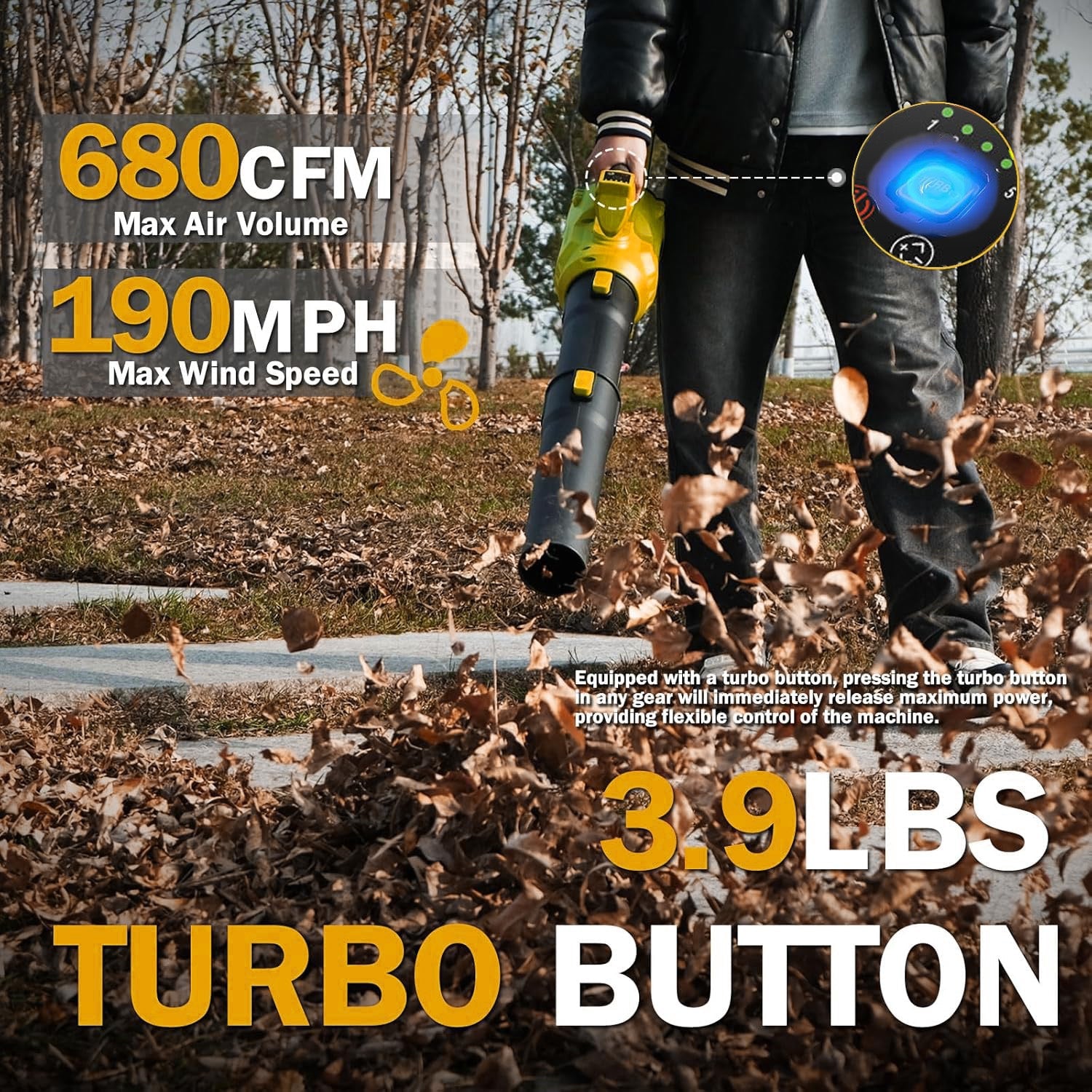 SUPSCEPTER 680CFM 190MPH Brushless Cordless Leaf Blower – LB-003 — product view 2