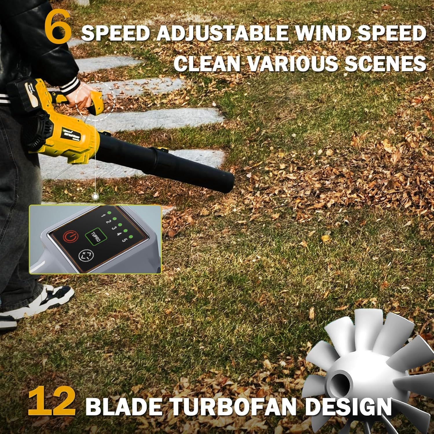 SUPSCEPTER 680CFM 190MPH Bürstenlos Akku-Laubbläser — Produktdetails 4