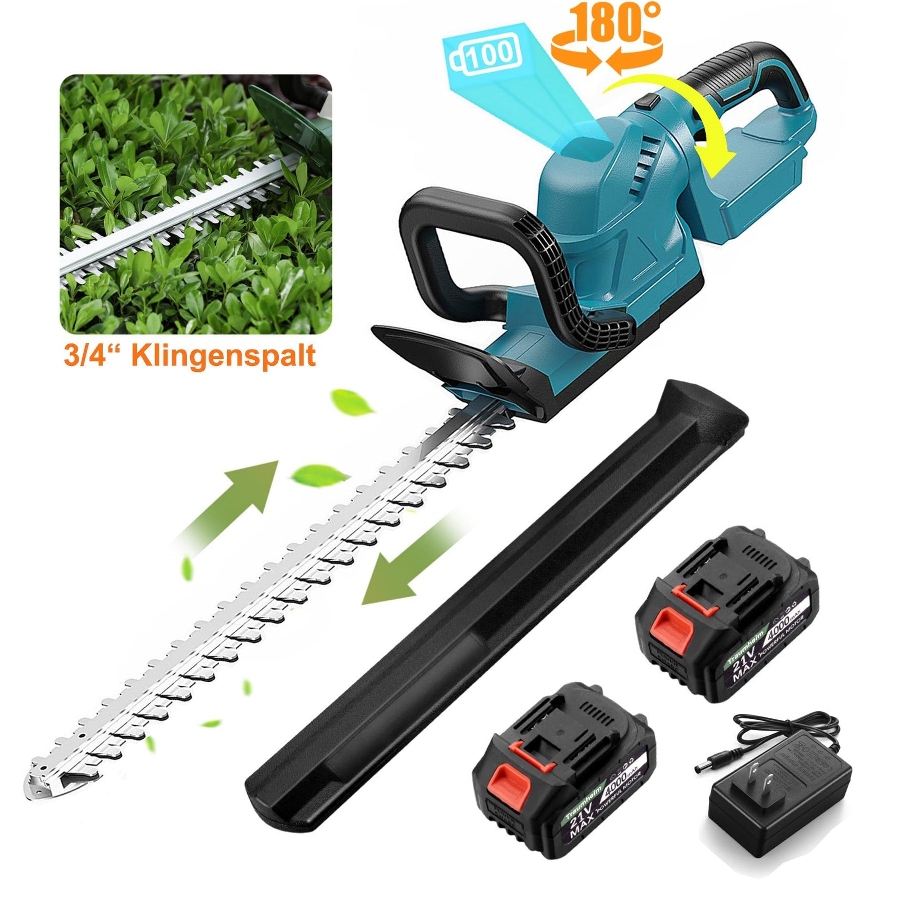 SUPSCEPTER Brushless Cordless Hedge Trimmer — main product view