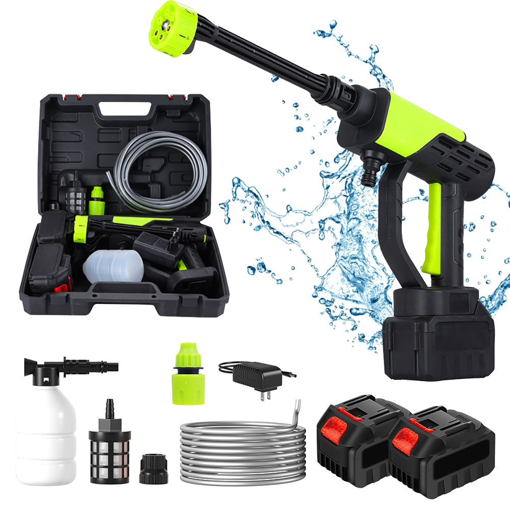 Cordless pressure washer, portable pressure washer with 2x 1500mAh batteries, 6-in-1 nozzle & 5M hose for car, patio, garden, fence, pool