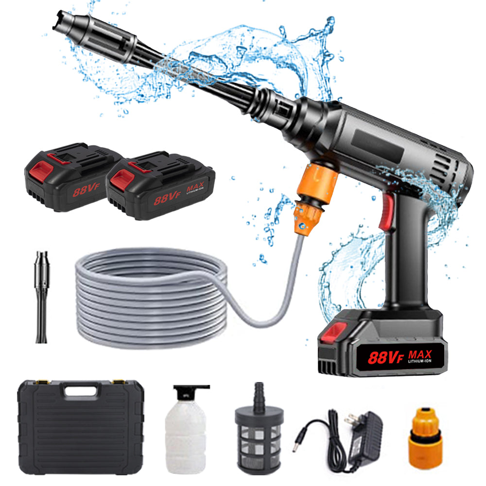400W Cordless High-Pressure Washer, 450 PSI, Includes 2 Batteries, Charger & 3-in-1 Nozzle for Cars, Garden, Pets & Floors