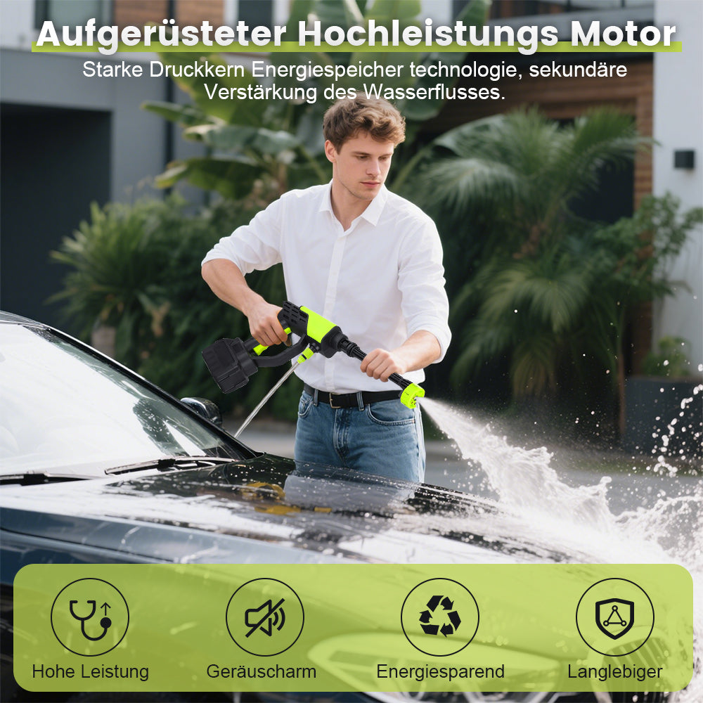 Cordless pressure washer, portable pressure washer with 2x 1500mAh batteries, 6-in-1 nozzle & 5M hose for car, patio, garden, fence, pool