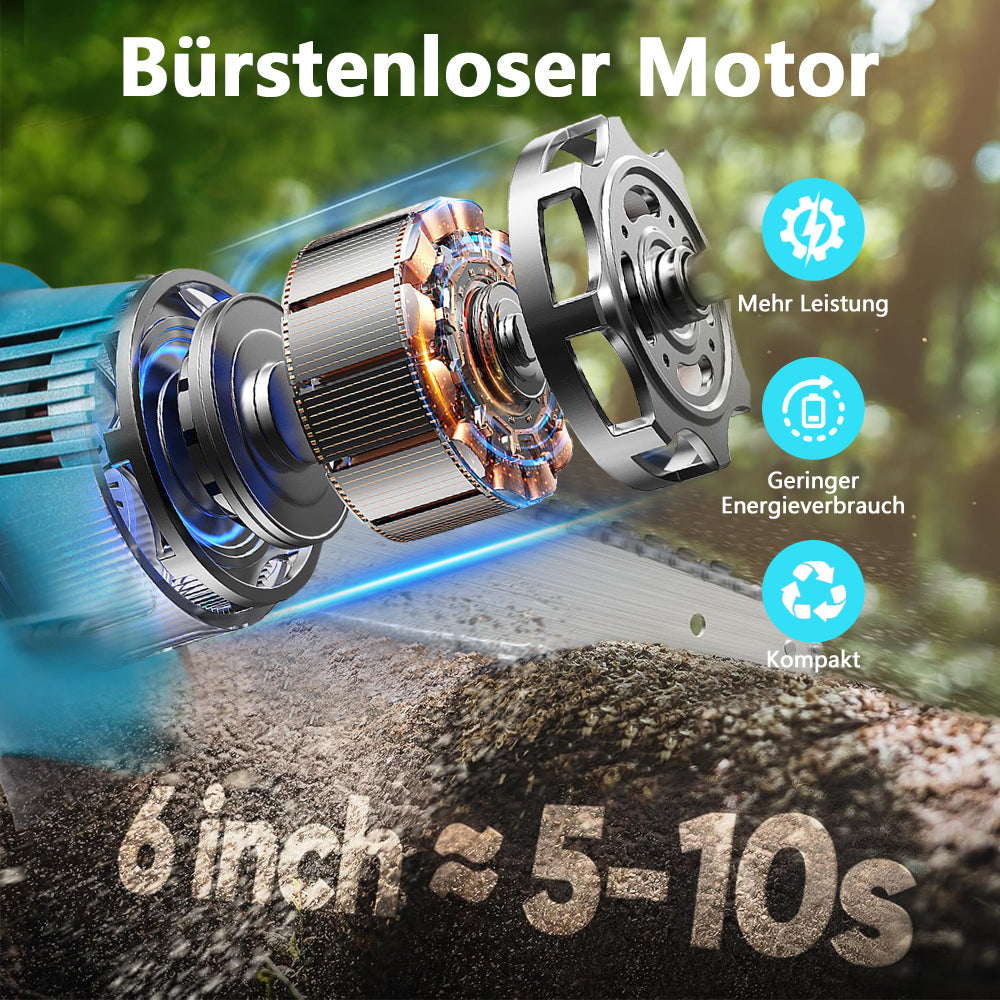 Cordless Chainsaw 4/6 inch Electric Chainsaw with Battery One-Handed Chainsaw Hand Chainsaw, with 2 Batteries, 2 Chains and Charger for Garden, Pruning Shears