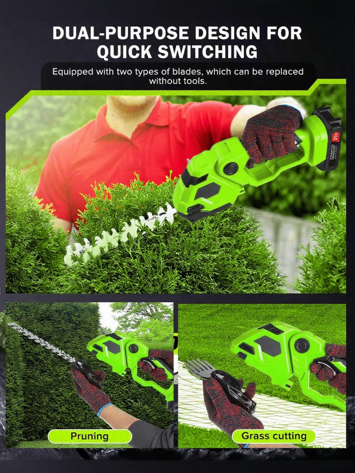2-in-1 Cordless Hedge Trimmer & Grass Shears