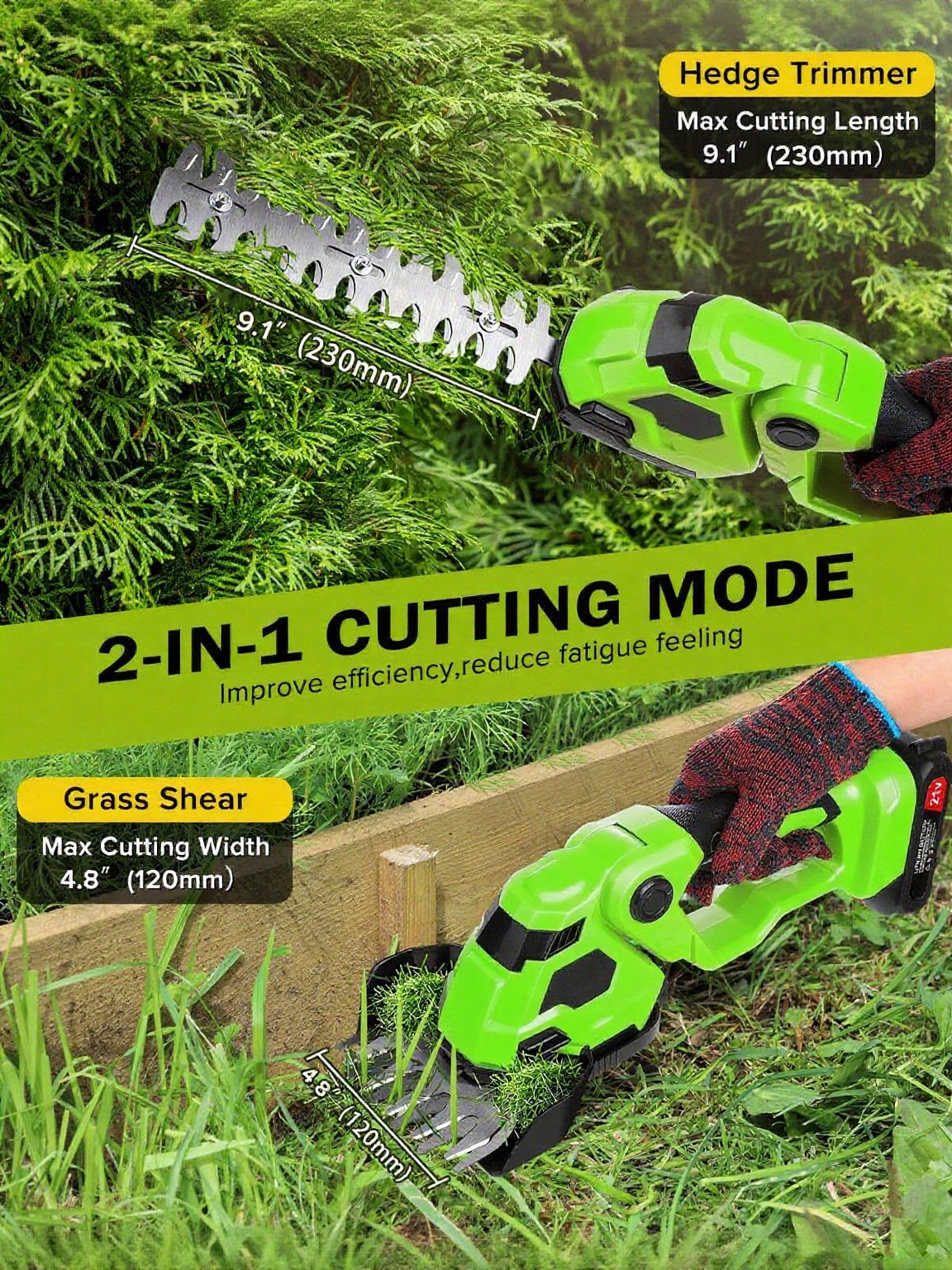 2-in-1 Cordless Hedge Trimmer & Grass Shears