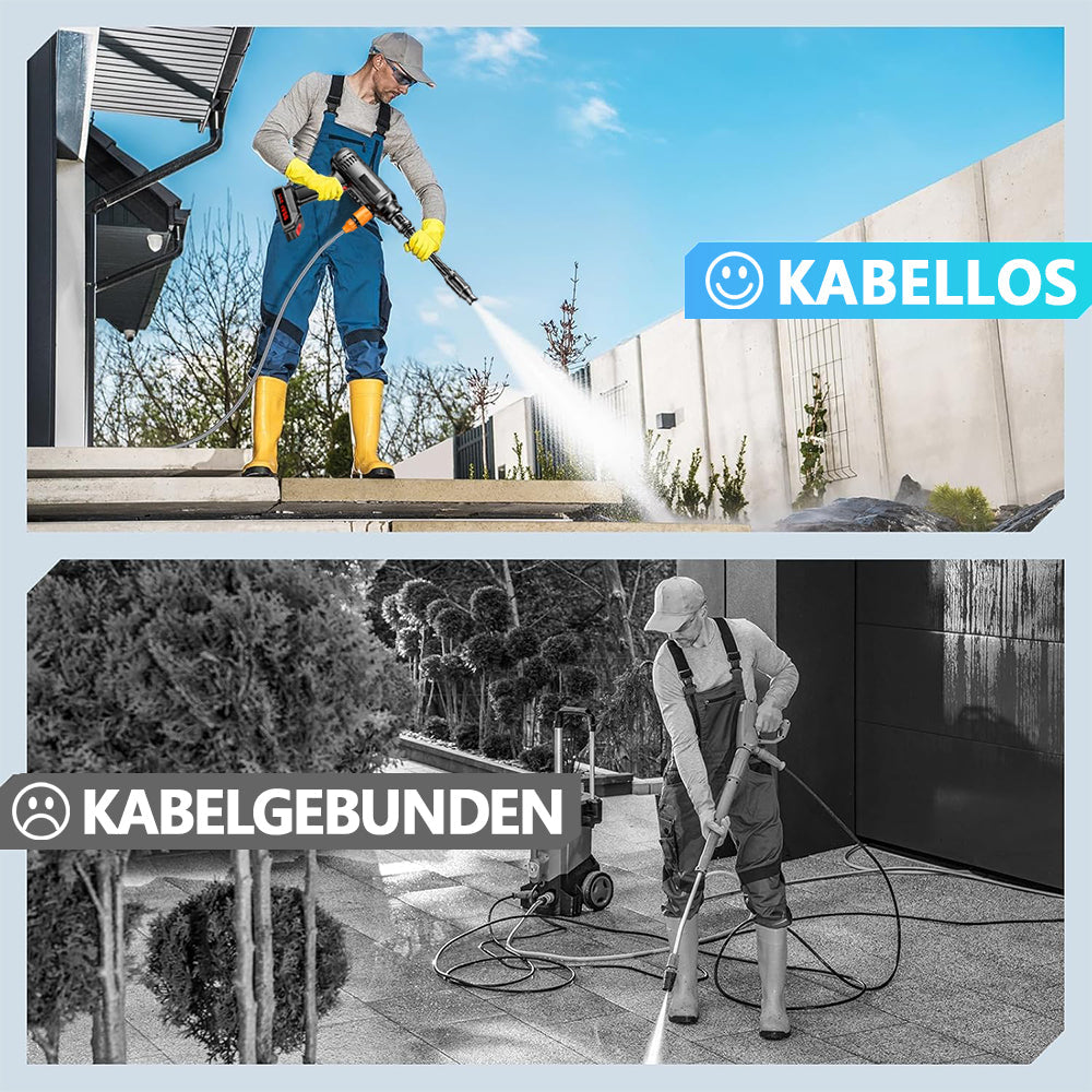 400W Cordless High-Pressure Washer, 450 PSI, Includes 2 Batteries, Charger & 3-in-1 Nozzle for Cars, Garden, Pets & Floors