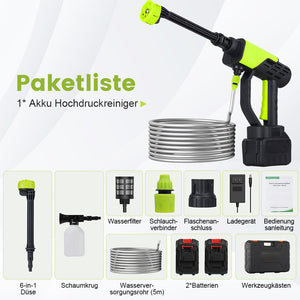Cordless pressure washer, portable pressure washer with 2x 1500mAh batteries, 6-in-1 nozzle & 5M hose for car, patio, garden, fence, pool