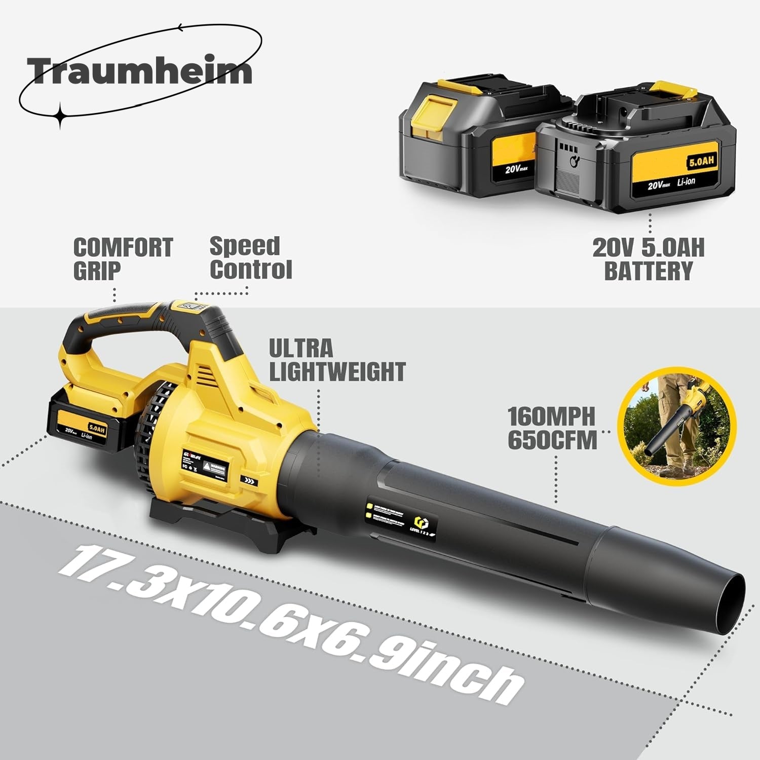 SUPSCEPTER 650CFM Cordless Leaf Blower – LB-009 — product view 9