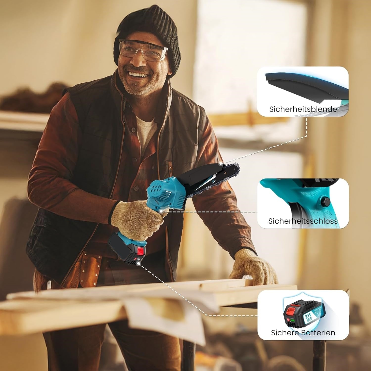 Lithium electric saw powered chainsaw