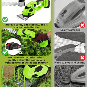 2-in-1 Cordless Hedge Trimmer & Grass Shears