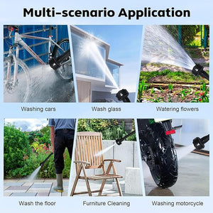 Cordless pressure washer, battery-powered, 65 bar, car pressure washer with 5 m hose & 6-in-1 nozzles, 2 batteries, electric water jet gun