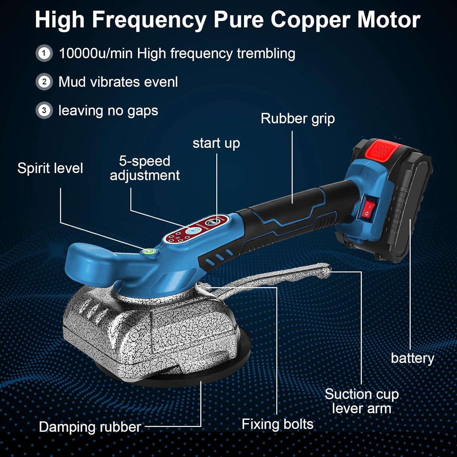 SUPSCEPTER 100kg 10000RPM Cordless Tile Vibrator – TV-001 — product view 6