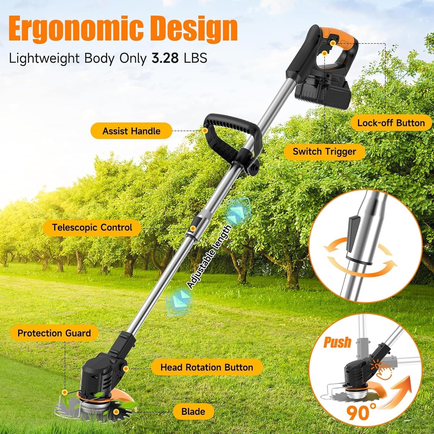 Cordless lawn trimmer Li-ion lawn mower