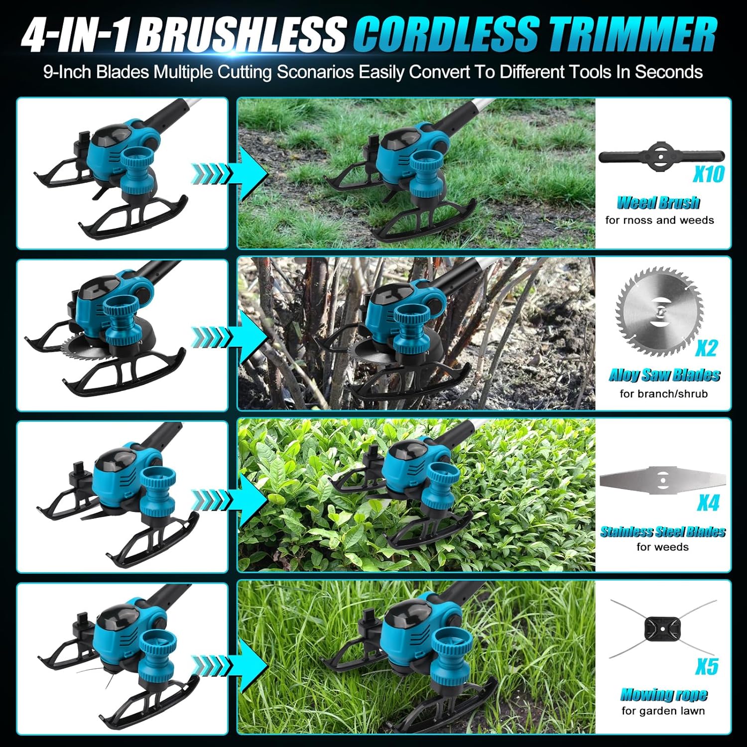 SUPSCEPTER 21V Brushless Grass Trimmer Replacement Blades – ACC-002 — product view 8