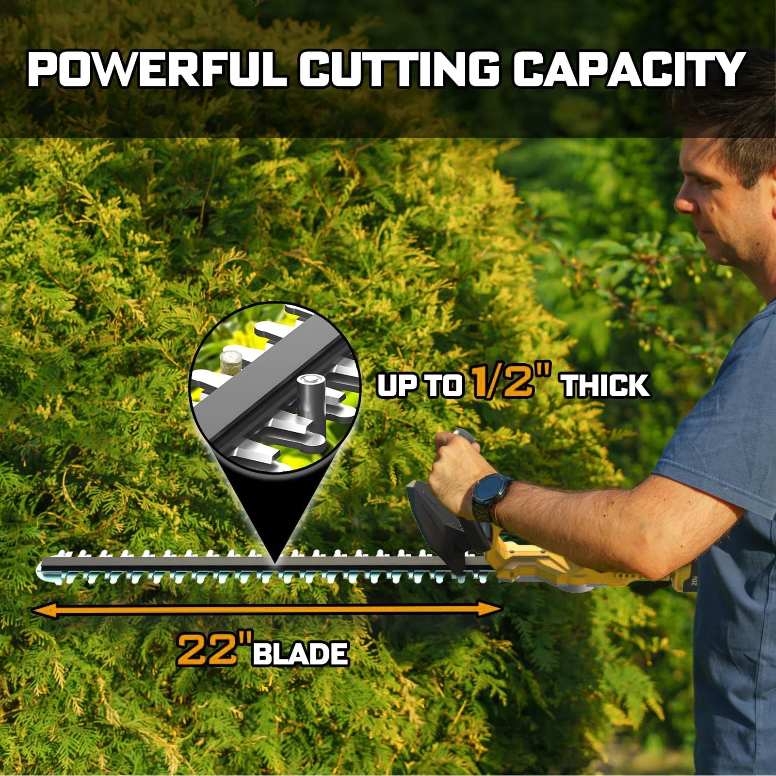 SUPSCEPTER 18V Brushless Cordless Hedge Trimmer – HT-003 — product view 3