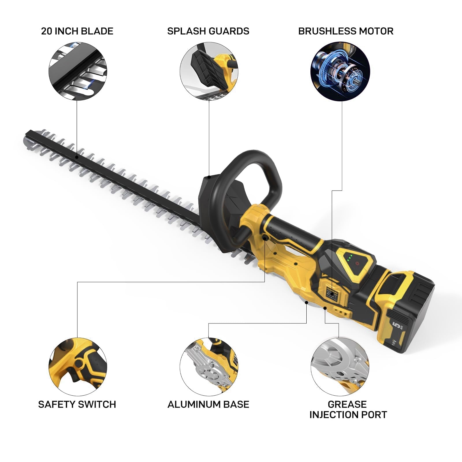 SUPSCEPTER 18V Brushless Cordless Hedge Trimmer – HT-003 — product view 4